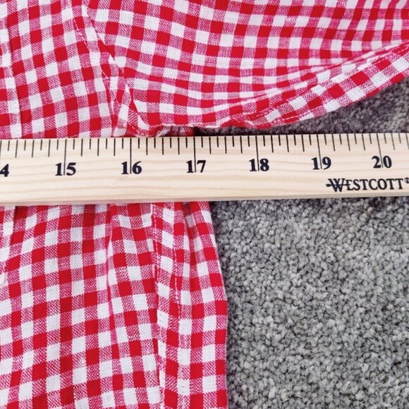 J. Crew Men's 100% Linen Gingham Burton Down Shirt in Red White Size XS - Picture 5 of 7